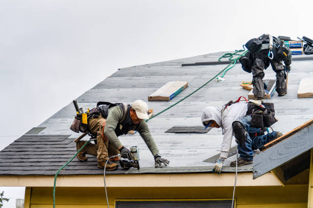 Professional Gutter Installation technician working in Billings, NY